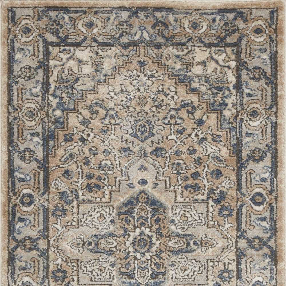 2' X 4' Beige And Grey Oriental Power Loom Non Skid Area Rug - Homeroots - Flyclothing LLC
