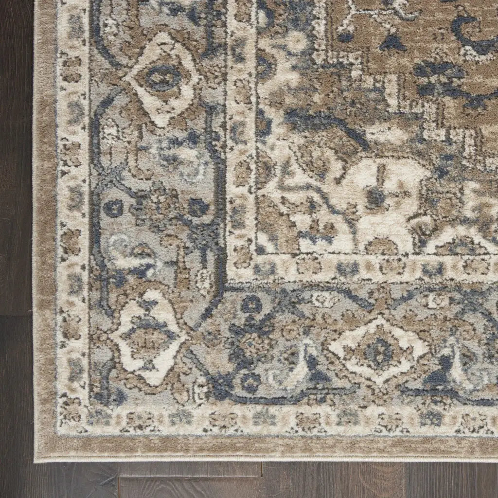 2' X 4' Beige And Grey Oriental Power Loom Non Skid Area Rug - Homeroots - Flyclothing LLC