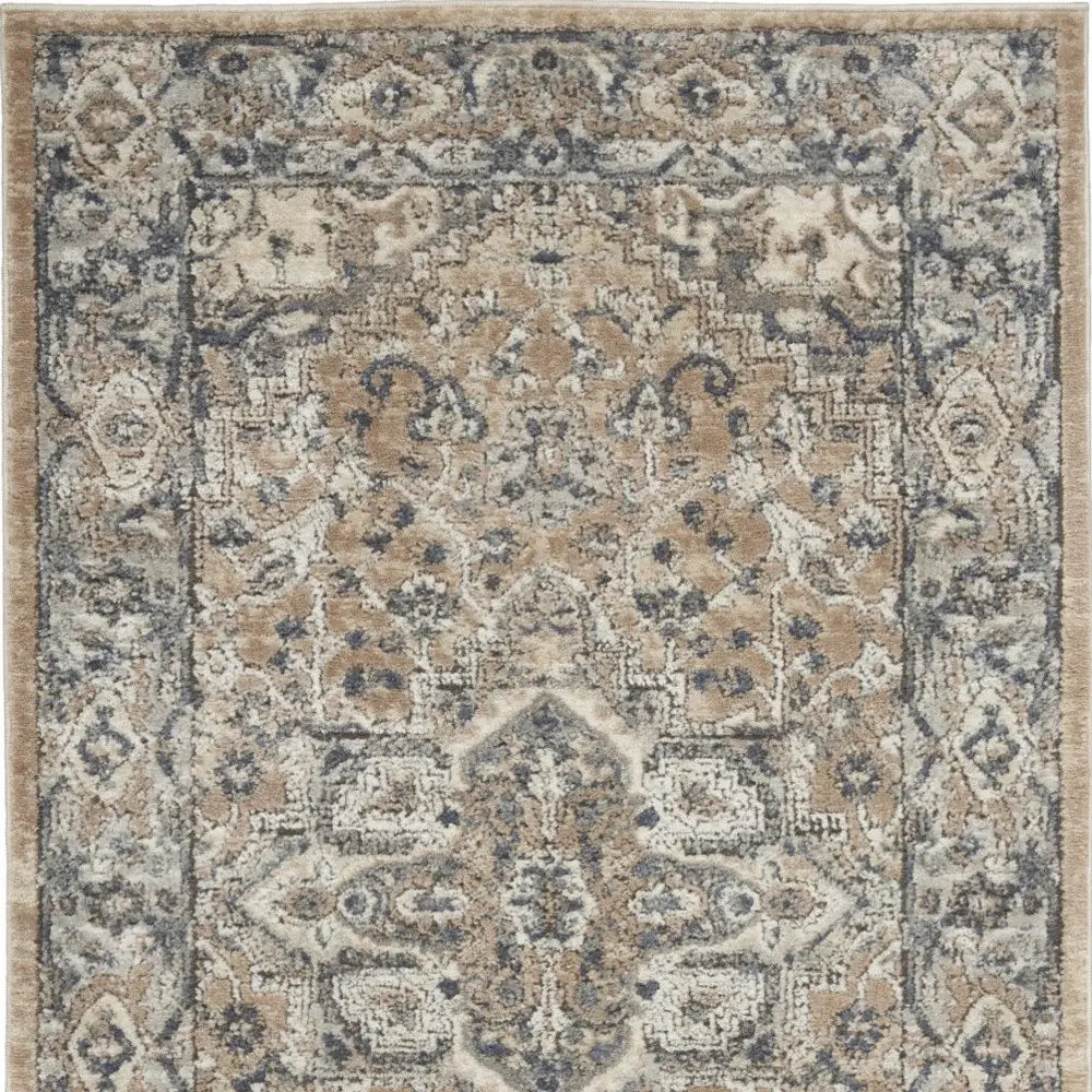 3' X 5' Beige And Grey Oriental Power Loom Non Skid Area Rug - Homeroots - Flyclothing LLC