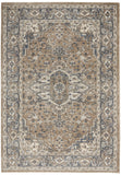 4' X 6' Beige And Grey Oriental Power Loom Non Skid Area Rug - Homeroots