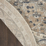 5' X 5' Beige And Grey Round Oriental Power Loom Non Skid Area Rug - Homeroots - Flyclothing LLC