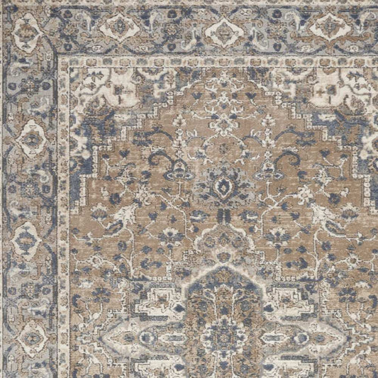 5' X 7' Beige And Grey Oriental Power Loom Non Skid Area Rug - Homeroots - Flyclothing LLC
