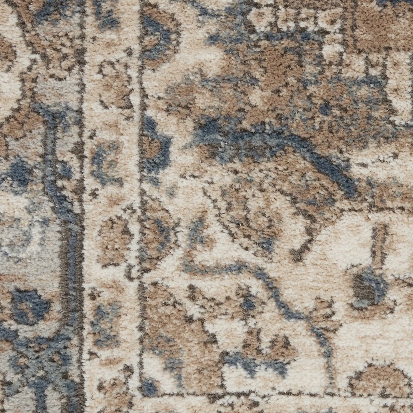 8' X 8' Beige And Grey Round Oriental Power Loom Non Skid Area Rug - Homeroots - Flyclothing LLC