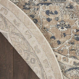 8' X 8' Beige And Grey Round Oriental Power Loom Non Skid Area Rug - Homeroots - Flyclothing LLC