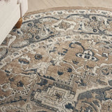 8' X 8' Beige And Grey Round Oriental Power Loom Non Skid Area Rug - Homeroots - Flyclothing LLC