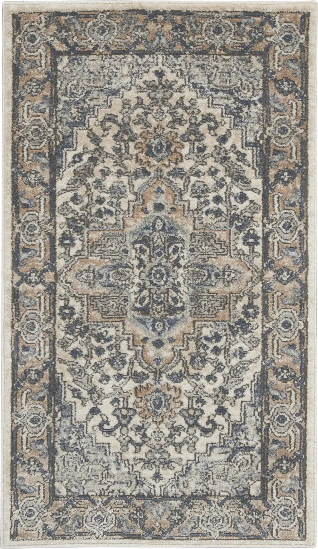 2' X 4' Ivory And Grey Oriental Non Skid Area Rug - Homeroots - Flyclothing LLC