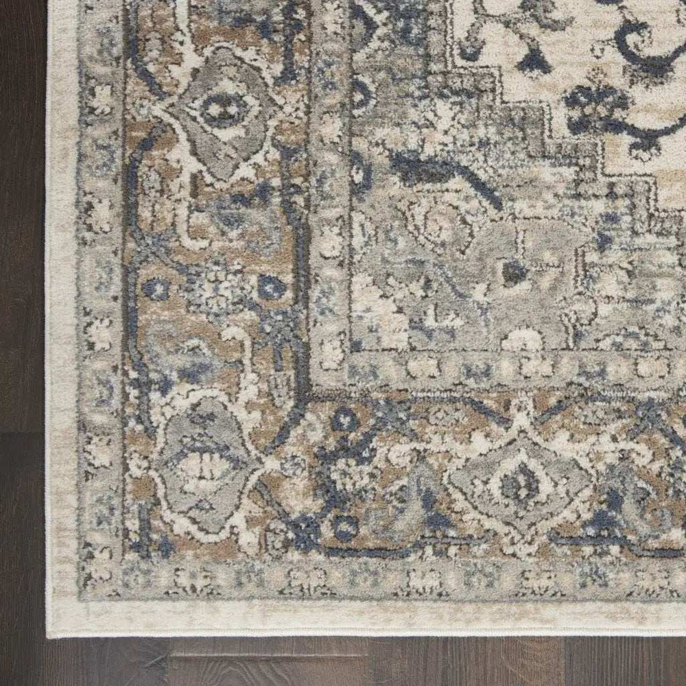 3' X 5' Ivory And Grey Oriental Power Loom Non Skid Area Rug - Homeroots - Flyclothing LLC