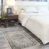 3' X 5' Ivory And Grey Oriental Power Loom Non Skid Area Rug - Homeroots - Flyclothing LLC