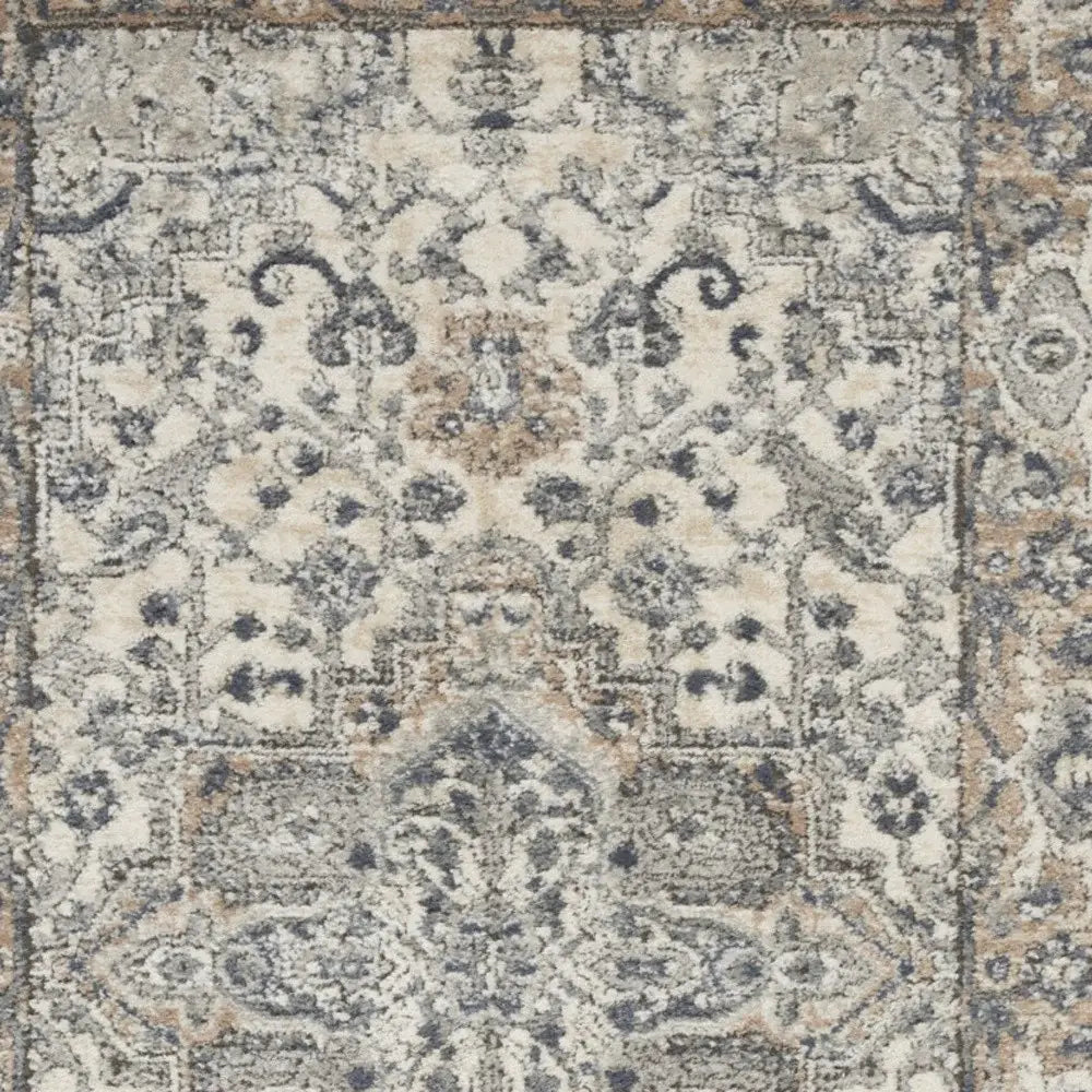 3' X 5' Ivory And Grey Oriental Power Loom Non Skid Area Rug - Homeroots - Flyclothing LLC