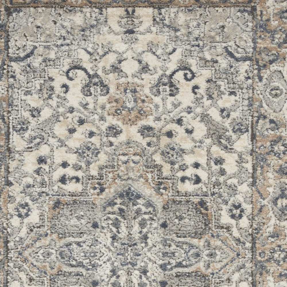 3' X 5' Ivory And Grey Oriental Power Loom Non Skid Area Rug - Homeroots - Flyclothing LLC