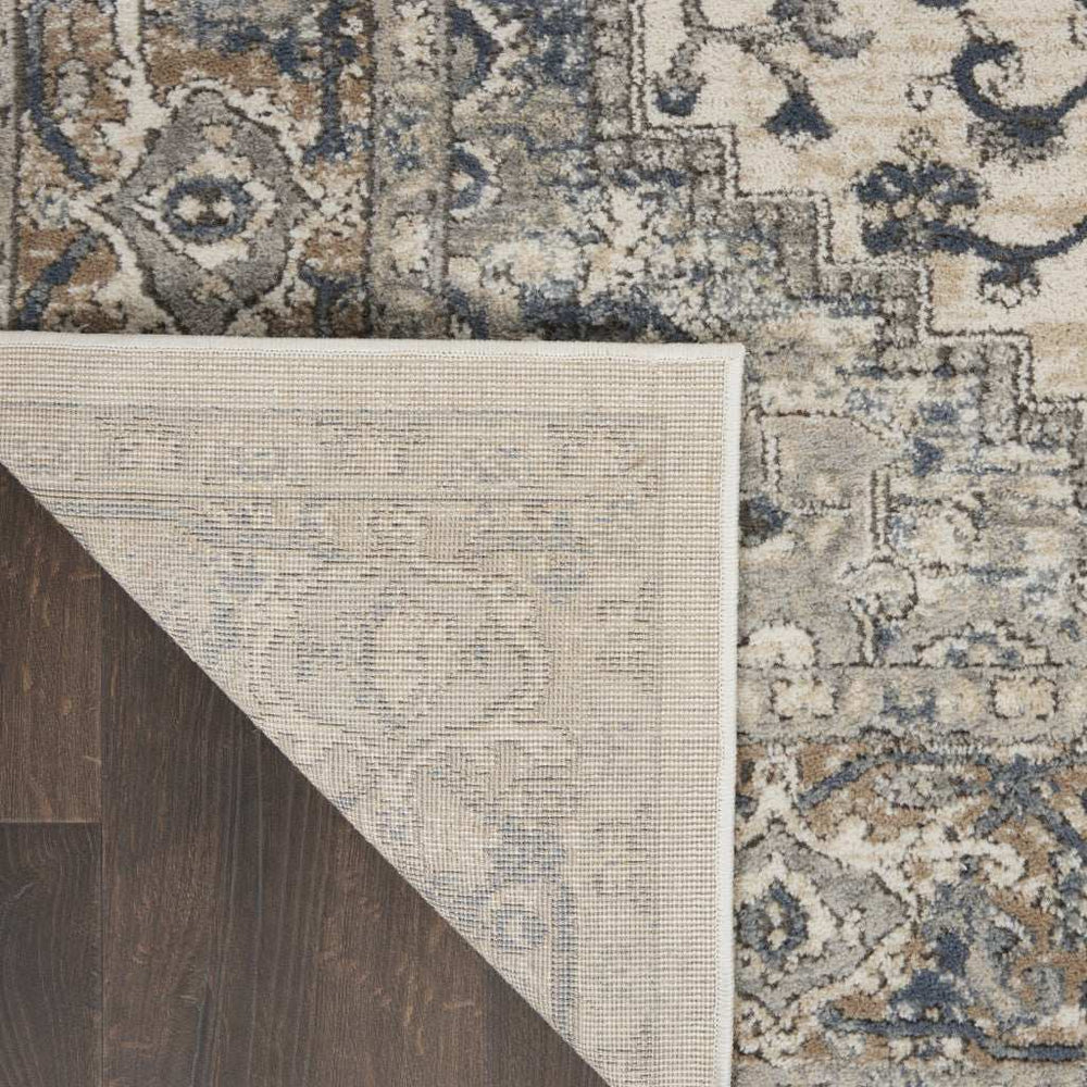 3' X 5' Ivory And Grey Oriental Power Loom Non Skid Area Rug - Homeroots - Flyclothing LLC
