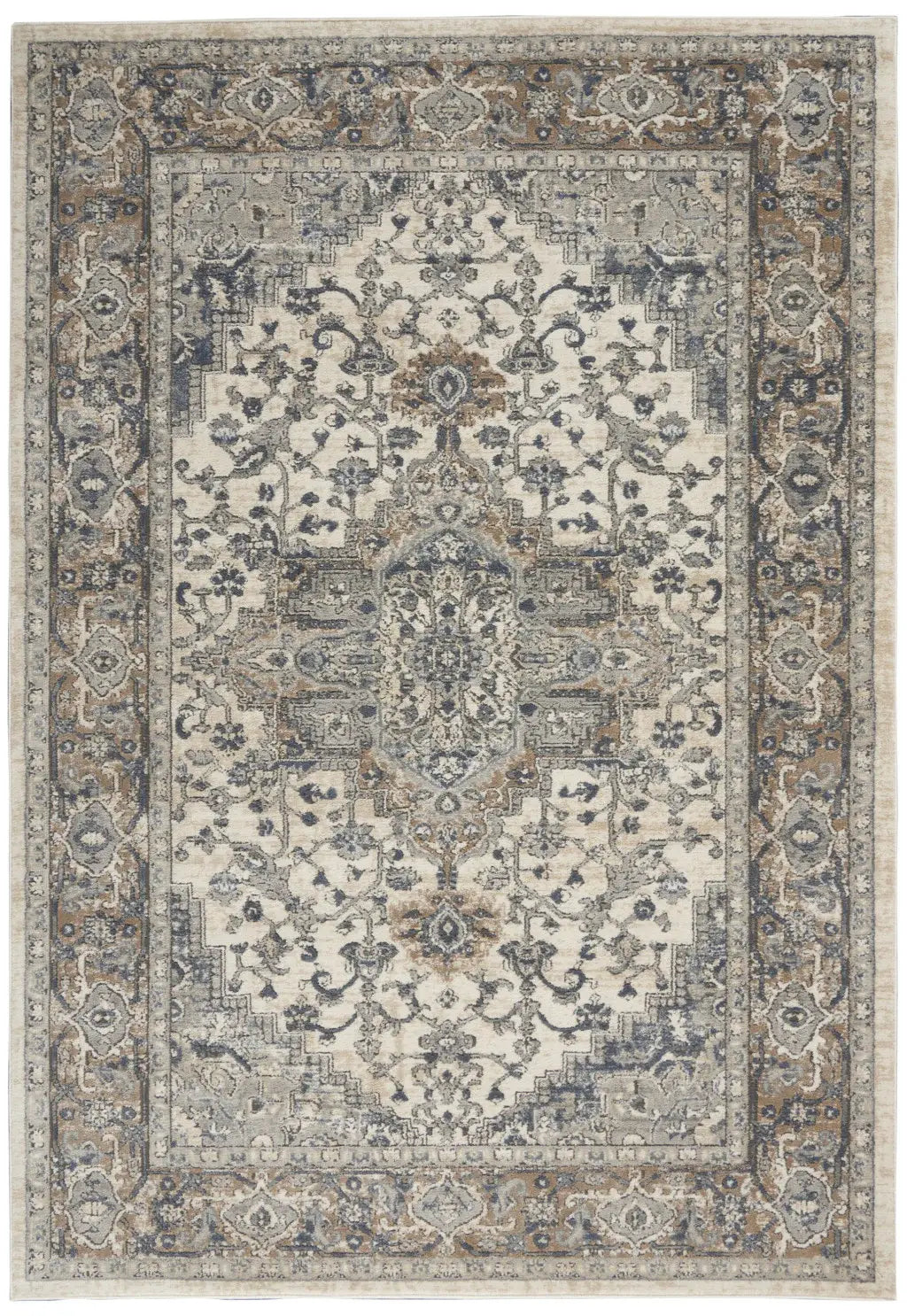 4' X 6' Ivory And Grey Oriental Power Loom Non Skid Area Rug - Homeroots - Flyclothing LLC