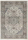 4' X 6' Ivory And Grey Oriental Power Loom Non Skid Area Rug