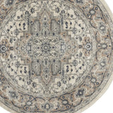 4' Ivory And Grey Round Oriental Power Loom Non Skid Area Rug - Homeroots - Flyclothing LLC