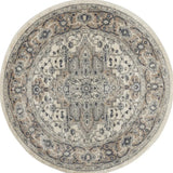 4' Ivory And Grey Round Oriental Power Loom Non Skid Area Rug - Homeroots - Flyclothing LLC