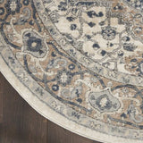 5' X 5' Ivory And Grey Round Oriental Non Skid Area Rug - Homeroots - Flyclothing LLC