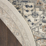 5' X 5' Ivory And Grey Round Oriental Non Skid Area Rug - Homeroots