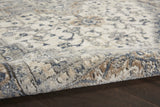 8' Ivory And Grey Round Oriental Power Loom Non Skid Area Rug - Homeroots