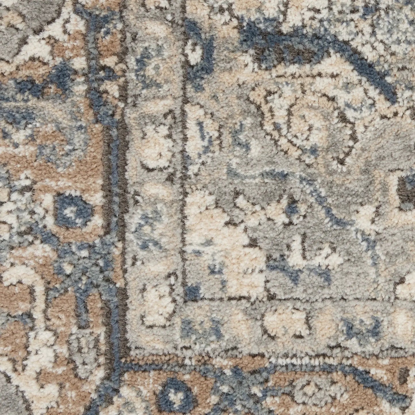 8' Ivory And Grey Round Oriental Power Loom Non Skid Area Rug - Homeroots - Flyclothing LLC