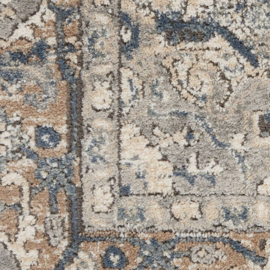 8' Ivory And Grey Round Oriental Power Loom Non Skid Area Rug - Homeroots - Flyclothing LLC