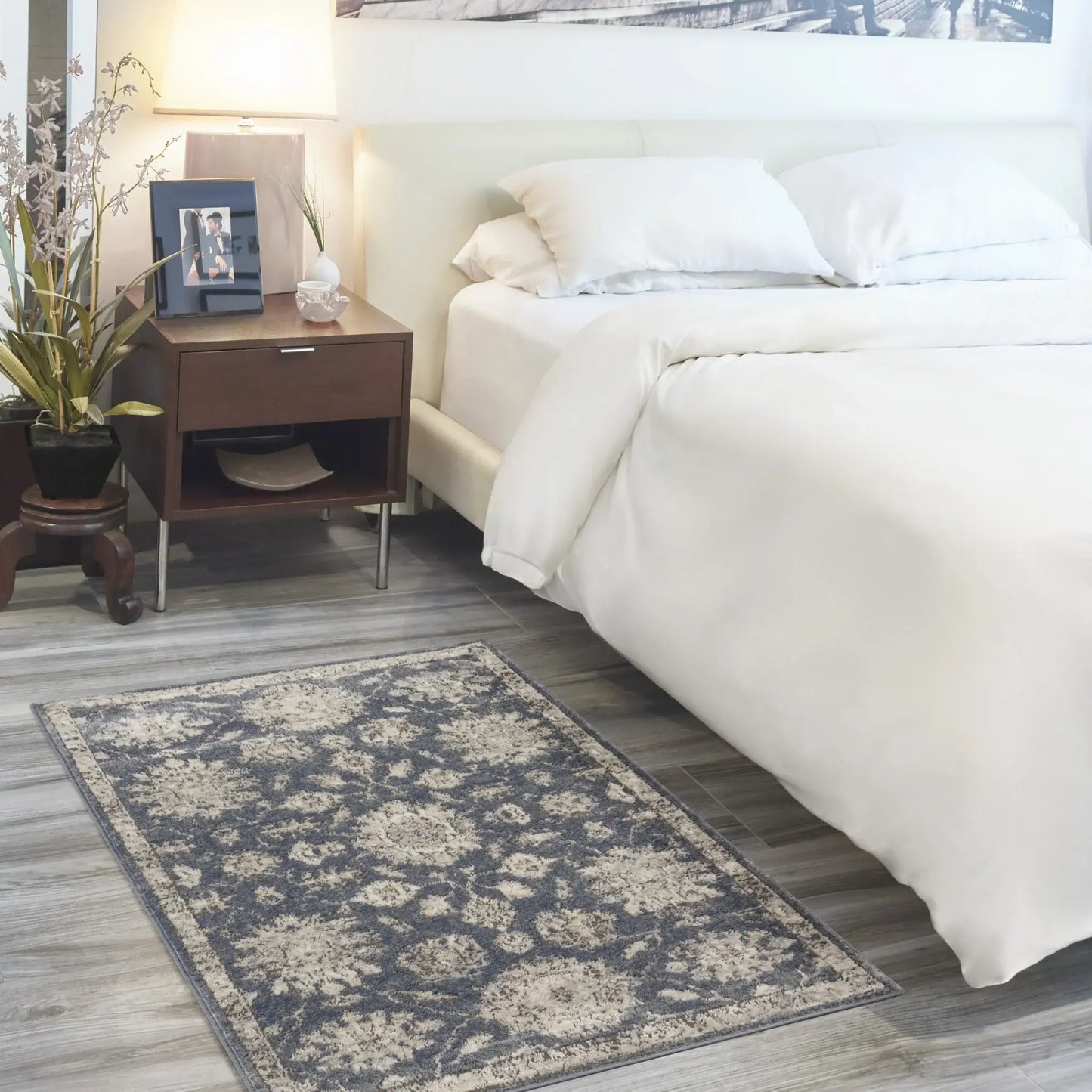 3' X 5' Blue And Beige Oriental Power Loom Non Skid Area Rug - Homeroots - Flyclothing LLC