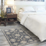 3' X 5' Blue And Beige Oriental Power Loom Non Skid Area Rug - Homeroots - Flyclothing LLC