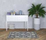 3' X 5' Blue And Beige Oriental Power Loom Non Skid Area Rug - Homeroots