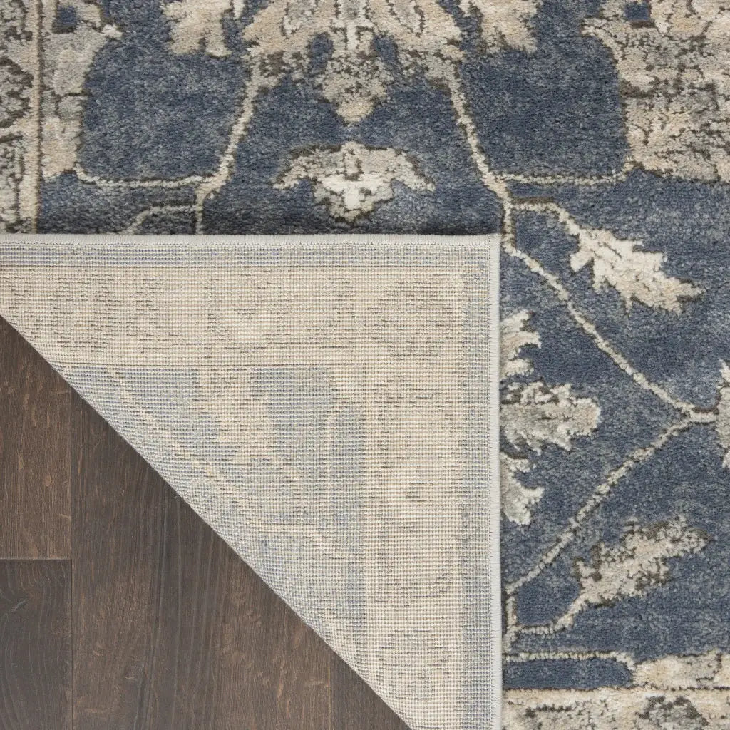 3' X 5' Blue And Beige Oriental Power Loom Non Skid Area Rug - Homeroots - Flyclothing LLC