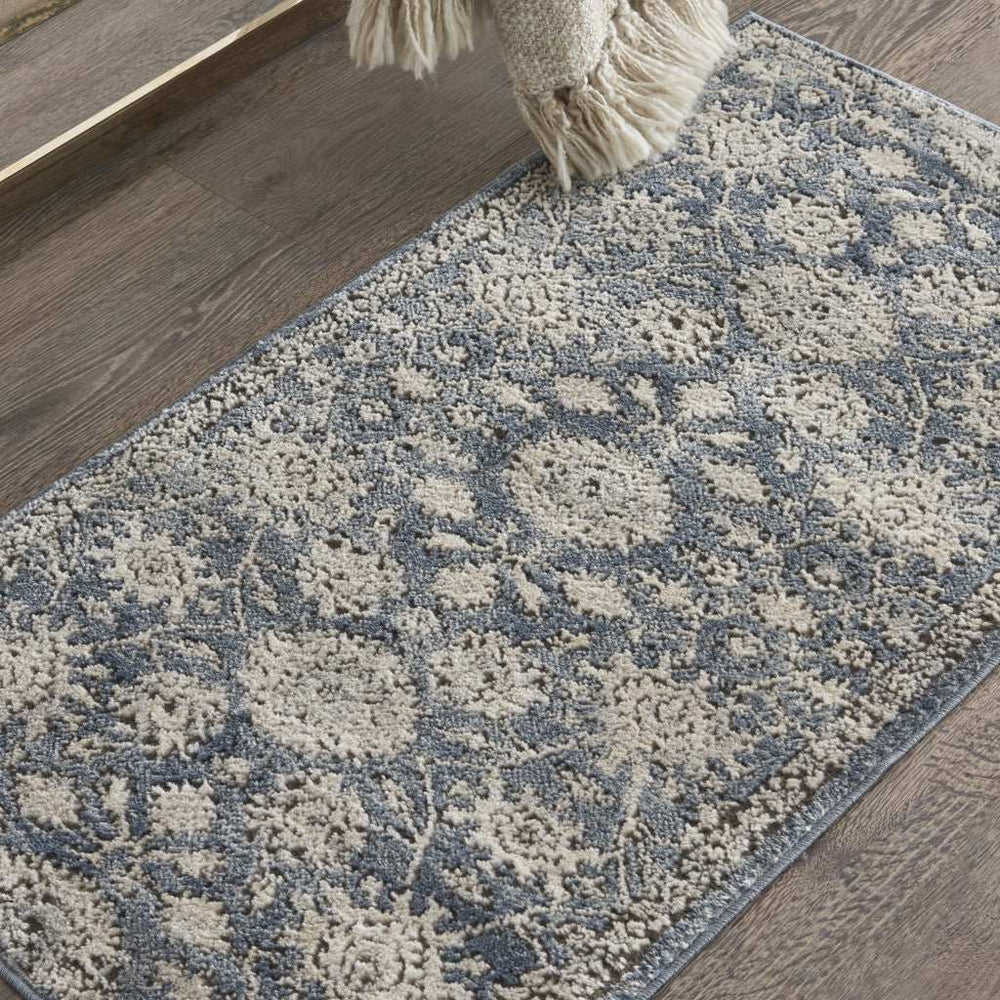2' X 4' Blue And Beige Oriental Non Skid Area Rug - Homeroots - Flyclothing LLC