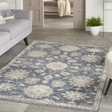 4' X 6' Blue and Beige Oriental Power Loom Non Skid Area Rug - Homeroots - Flyclothing LLC