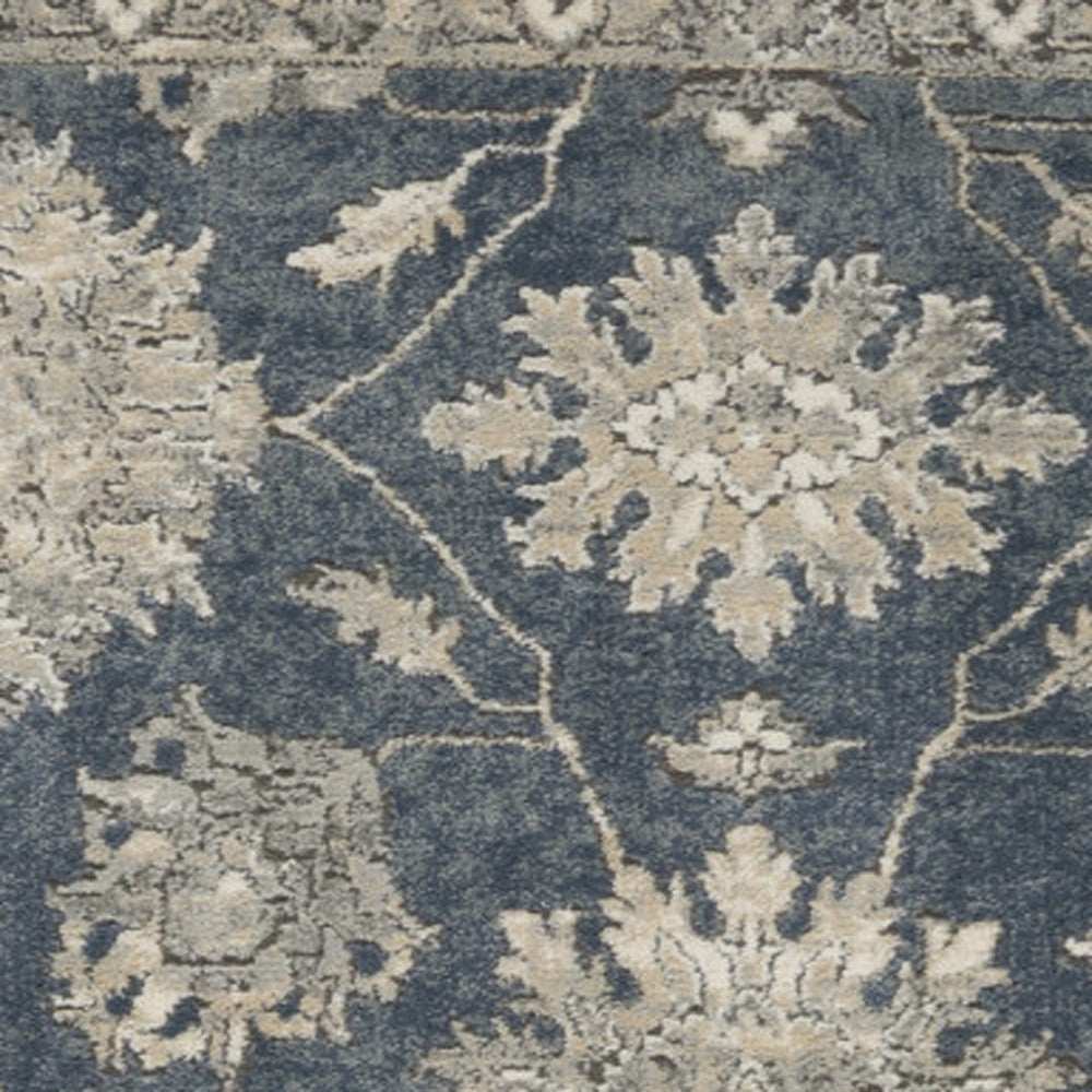 4' X 6' Blue and Beige Oriental Power Loom Non Skid Area Rug - Homeroots - Flyclothing LLC