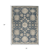 4' X 6' Blue and Beige Oriental Power Loom Non Skid Area Rug - Homeroots - Flyclothing LLC