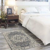 3' X 5' Grey And Ivory Oriental Power Loom Non Skid Area Rug - Homeroots - Flyclothing LLC