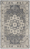 3' X 5' Grey And Ivory Oriental Power Loom Non Skid Area Rug - Homeroots