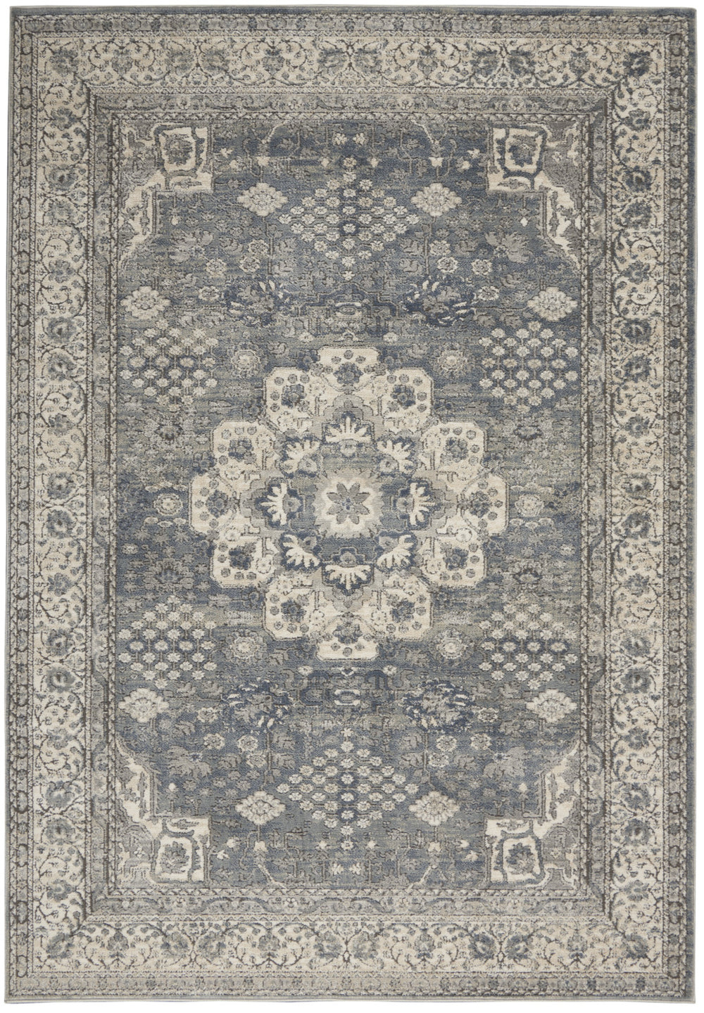 4' X 6' Grey And Ivory Oriental Power Loom Non Skid Area Rug - Homeroots