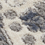 4' Grey And Ivory Round Oriental Power Loom Non Skid Area Rug - Homeroots