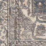 5' Grey And Ivory Round Oriental Power Loom Non Skid Area Rug - Homeroots