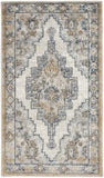 2' X 4' Grey And Light Blue Oriental Power Loom Non Skid Area Rug
