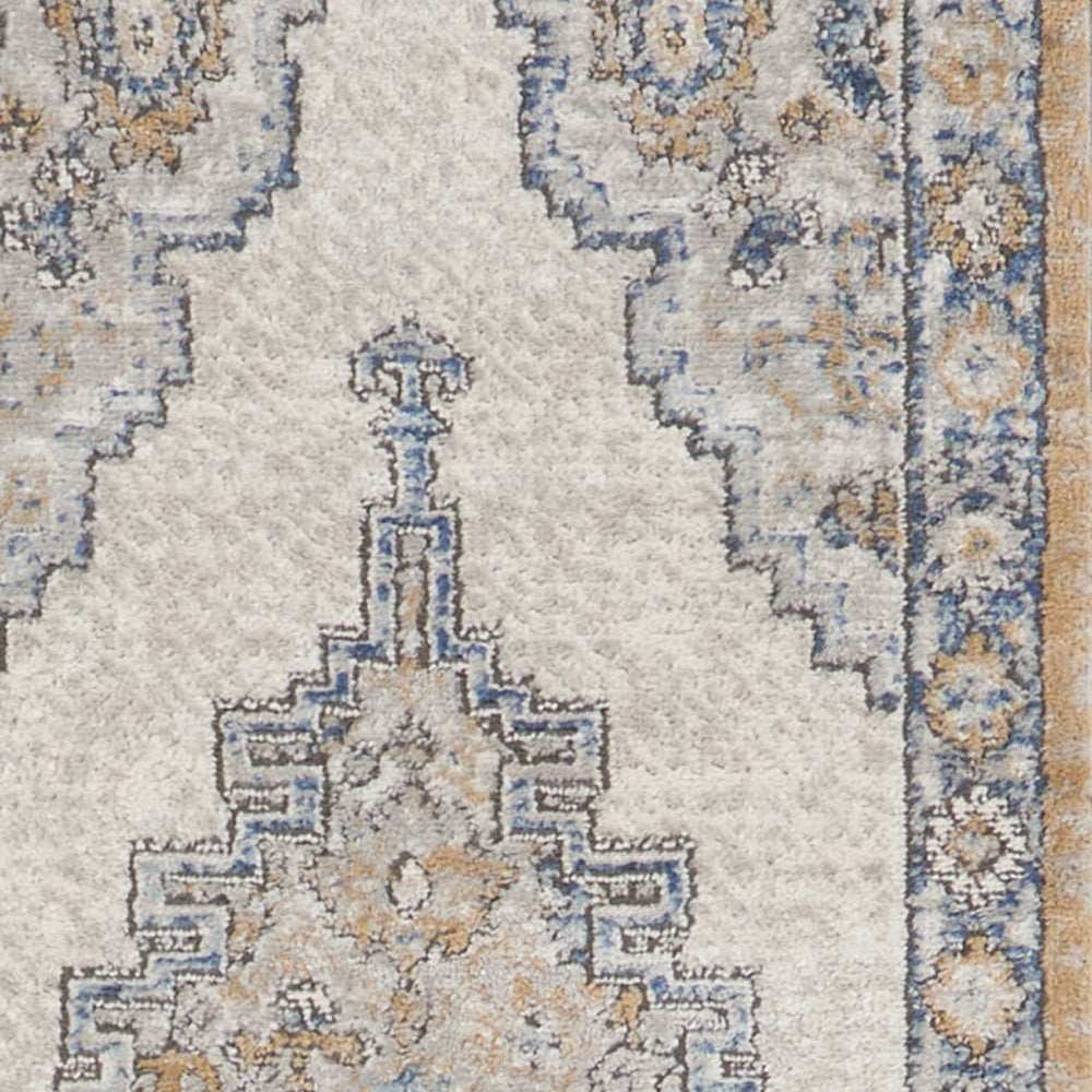 2' X 8' Grey And Light Blue Oriental Power Loom Non Skid Runner Rug - Homeroots - Flyclothing LLC