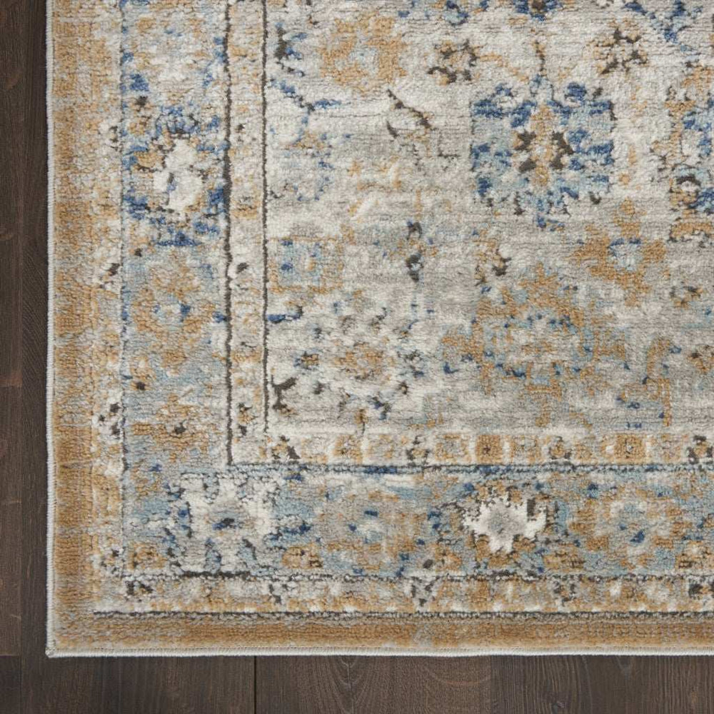 2' X 8' Grey And Light Blue Oriental Power Loom Non Skid Runner Rug - Homeroots - Flyclothing LLC