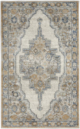 3' X 5' Grey And Light Blue Oriental Power Loom Non Skid Area Rug - Homeroots - Flyclothing LLC