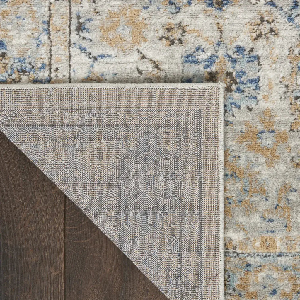 3' X 5' Grey And Light Blue Oriental Power Loom Non Skid Area Rug - Homeroots - Flyclothing LLC