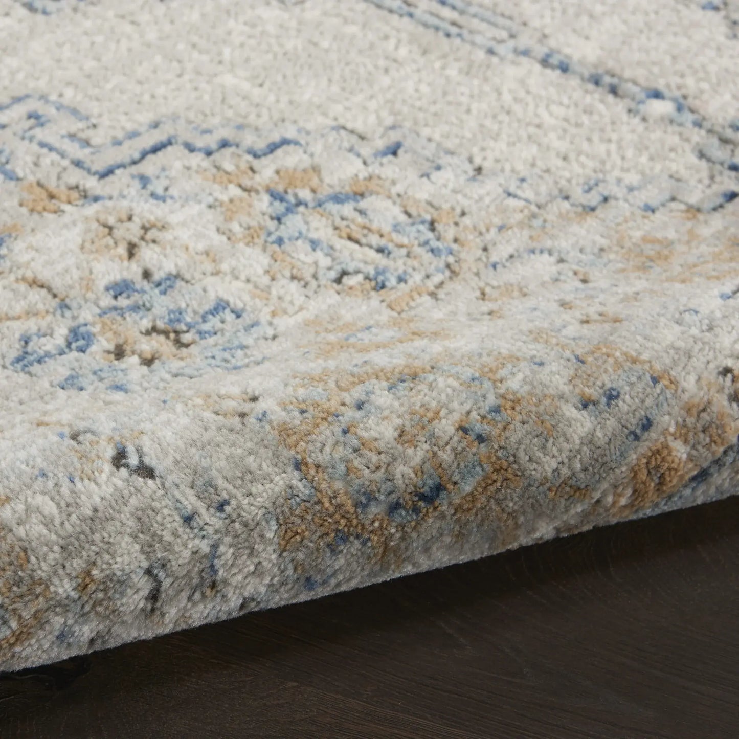 3' X 5' Grey And Light Blue Oriental Power Loom Non Skid Area Rug - Homeroots - Flyclothing LLC
