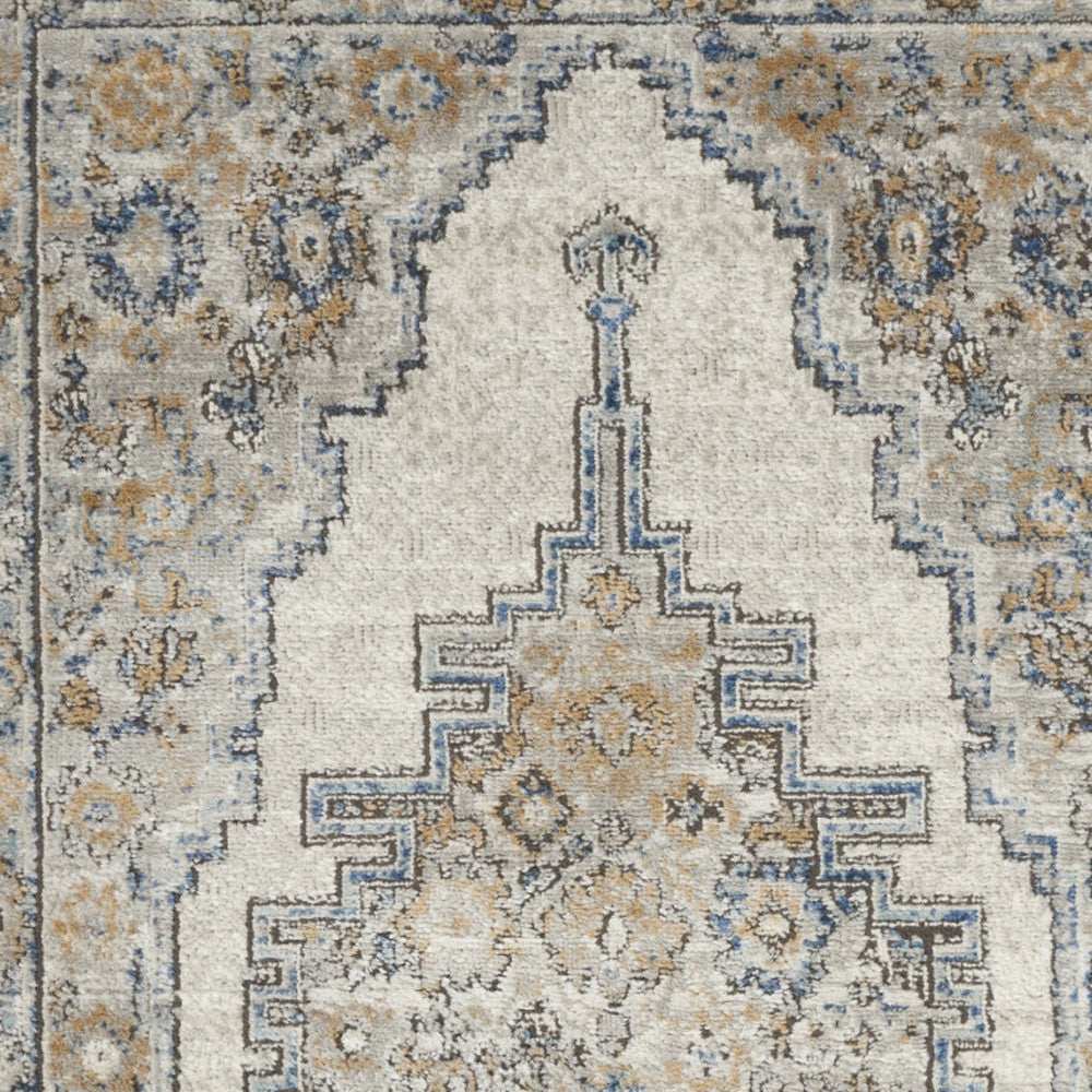 3' X 5' Grey And Light Blue Oriental Power Loom Non Skid Area Rug - Homeroots - Flyclothing LLC