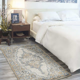 3' X 5' Grey And Light Blue Oriental Power Loom Non Skid Area Rug - Homeroots - Flyclothing LLC