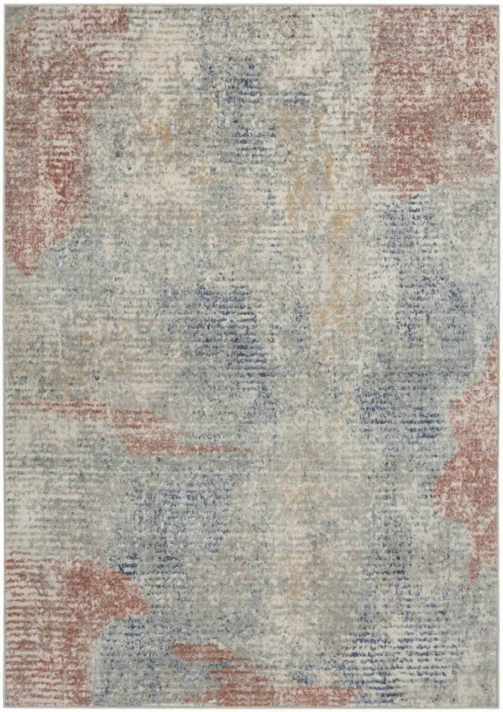 5' X 7' Ivory Abstract Power Loom Distressed Non Skid Area Rug - Homeroots