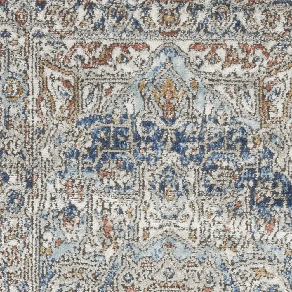 2' X 4' Ivory And Blue Oriental Power Loom Non Skid Area Rug - Homeroots - Flyclothing LLC