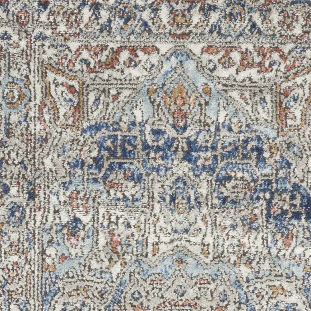 2' X 4' Ivory And Blue Oriental Power Loom Non Skid Area Rug - Homeroots - Flyclothing LLC