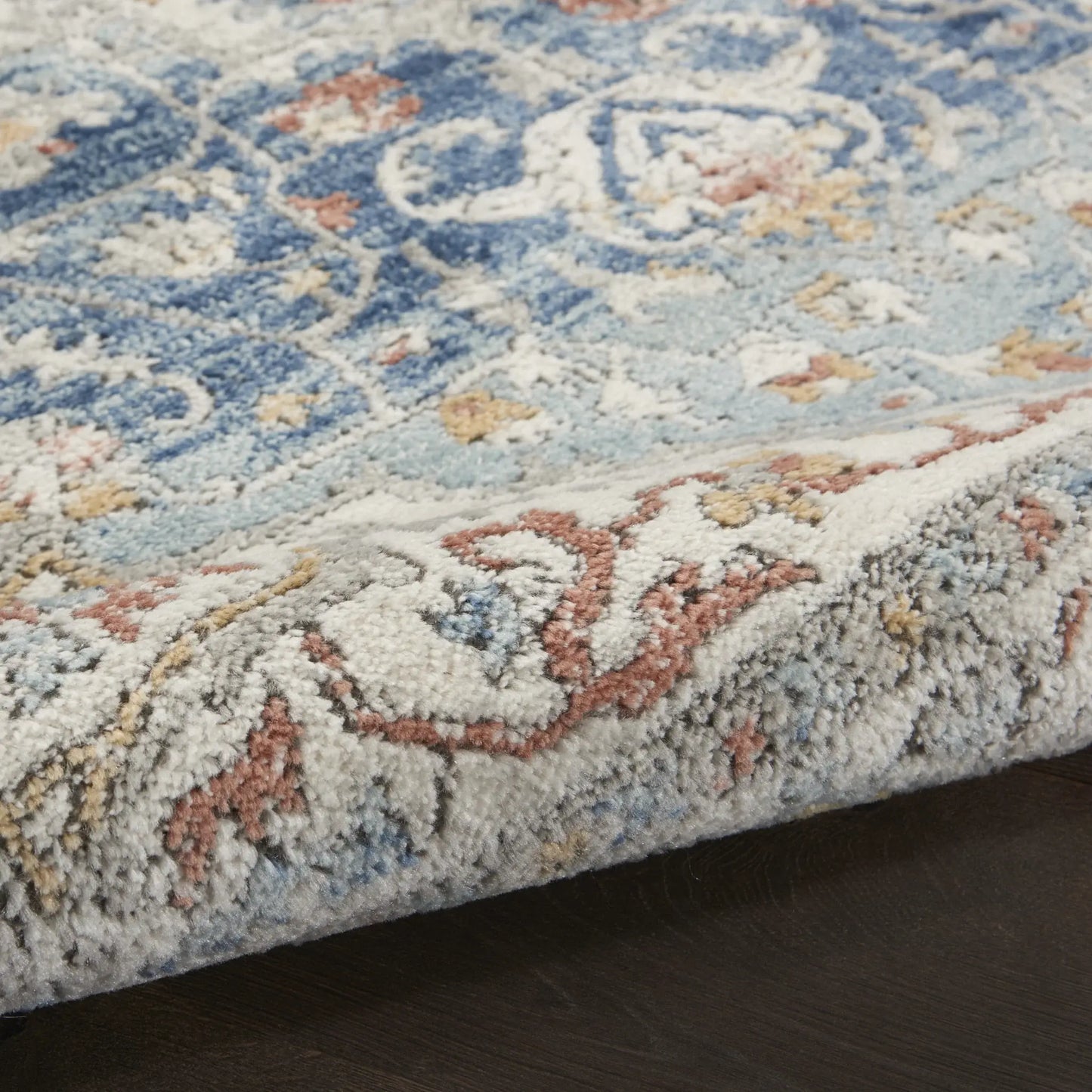 2' X 8' Ivory And Blue Oriental Power Loom Non Skid Runner Rug - Homeroots - Flyclothing LLC