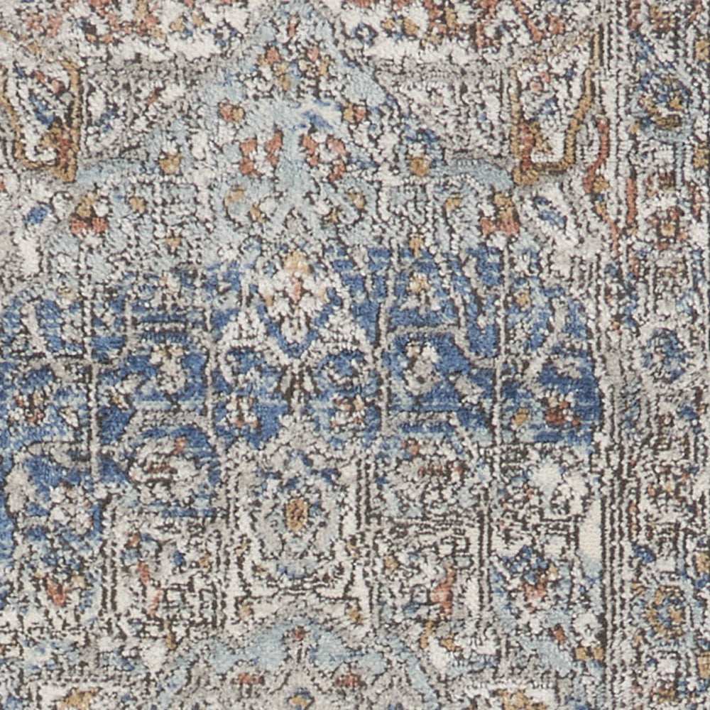 2' X 8' Ivory And Blue Oriental Power Loom Non Skid Runner Rug - Homeroots - Flyclothing LLC